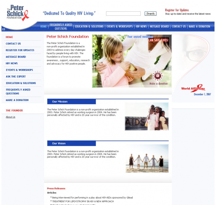 Сайт для "The Peter Schick Foundation" (1)